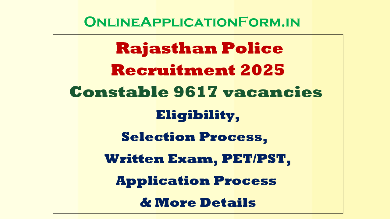 Rajasthan Police Constable 2025 Notification for 9617 vacancies | Online Application Form